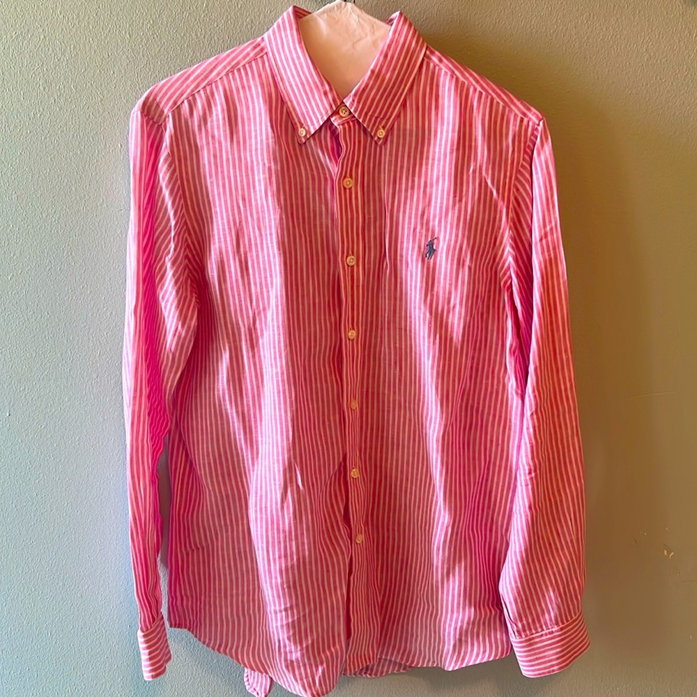 Polo Ralph Lauren Classic Fit Striped Linen Shirt, M